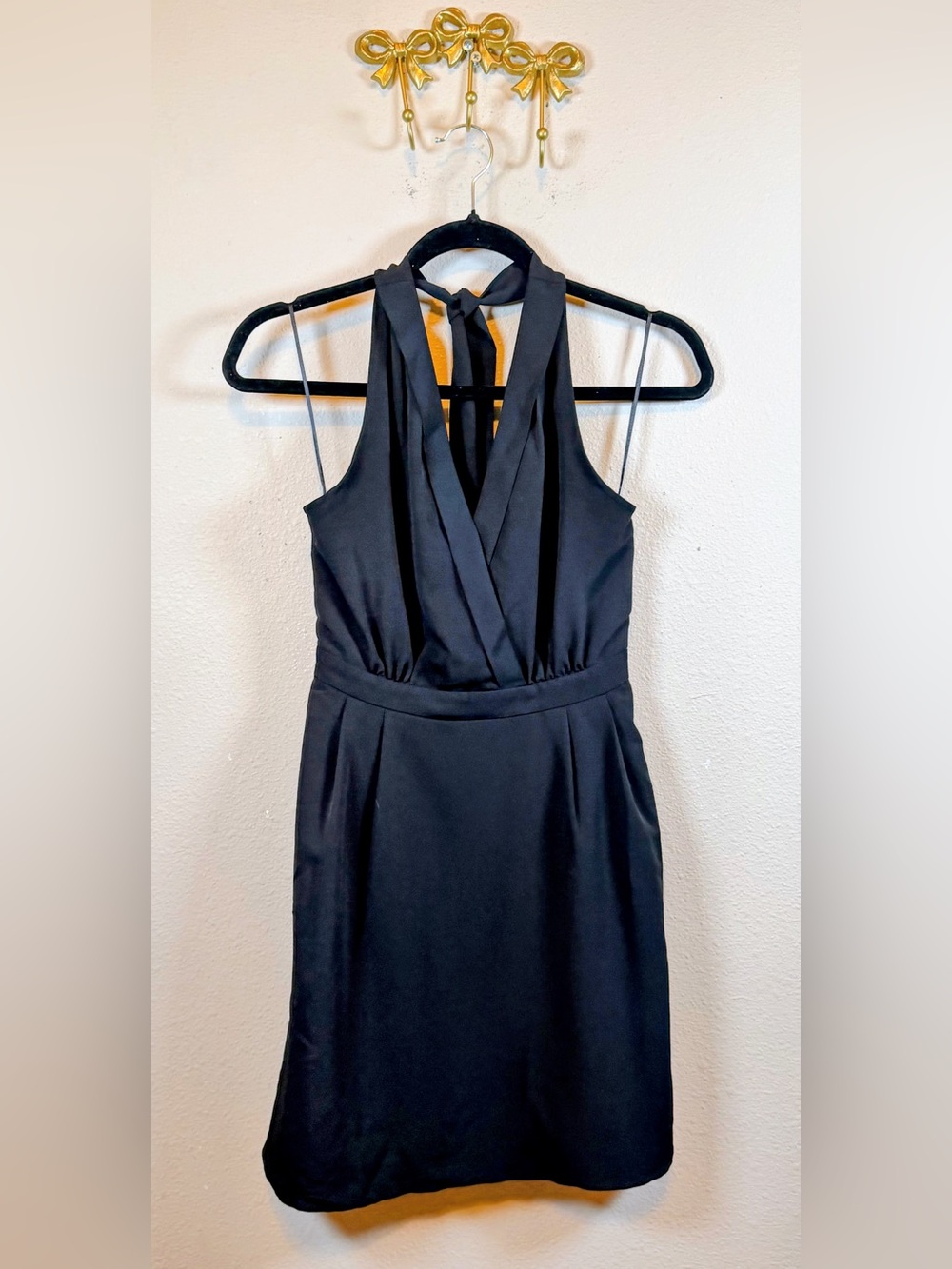 Pins & Needles Black Backless Halter Dress. V-Neck.  Size S